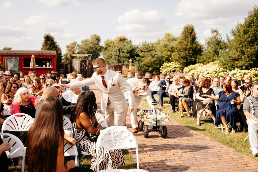 beer during wedding processional